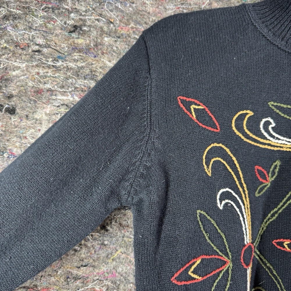 Bedford Fair Lifestyles Womens Sweater Small Black Mock Neck Geometric 45938 - Picture 4 of 12